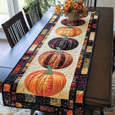 Pumpkin Spice Quilted Table Runner
