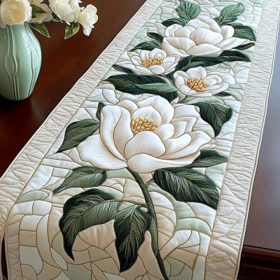 Pure Magnolia Elegance Quilted Table Runner