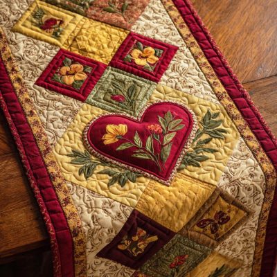 Quiet Romance Quilted Table Runner