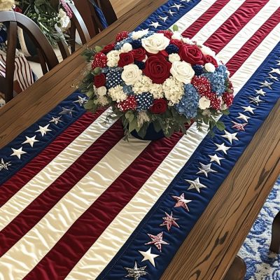 Red White And Blue Celebration Quilted Table Runner