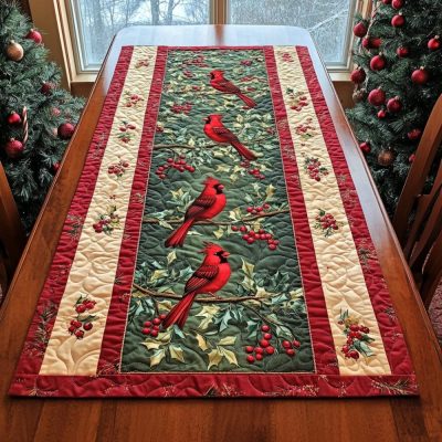 Red Wings Of Wonder Quilted Table Runner
