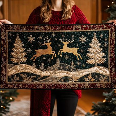 Reindeer Joy Quilted Table Runner