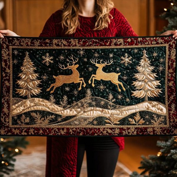 Reindeer Joy Quilted Table Runner