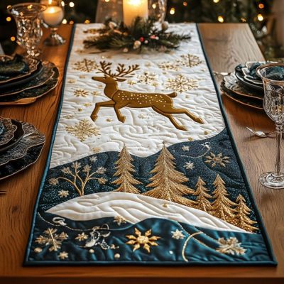 Reindeer Magic Quilted Table Runner