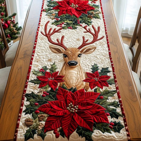 Reindeer Sleigh Ride Quilted Table Runner
