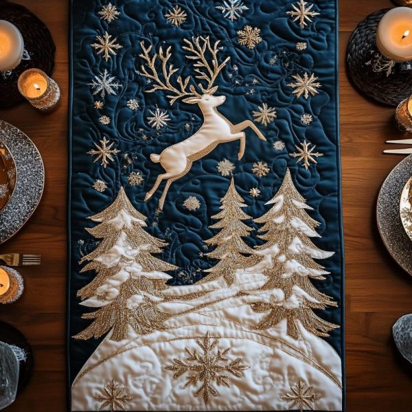 Reindeer Twinkle Quilted Table Runner