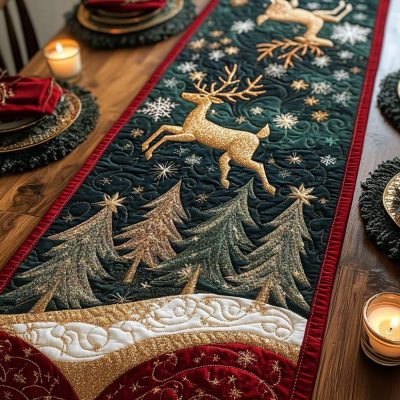 Reindeer Whisper Quilted Table Runner