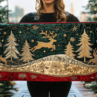 Reindeer Wonder Quilted Table Runner