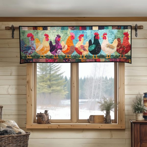 Rooster Parade Quilted Valance