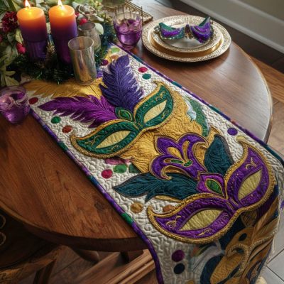 Royal Feather Fantasy Quilted Table Runner