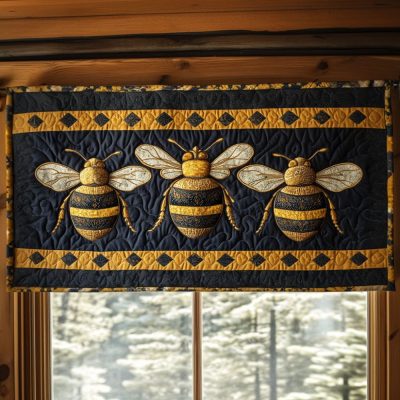 Rustic Bees Quilted Valance