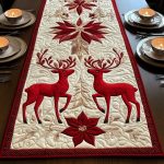 Rustic Deer Charm Quilted Table Runner