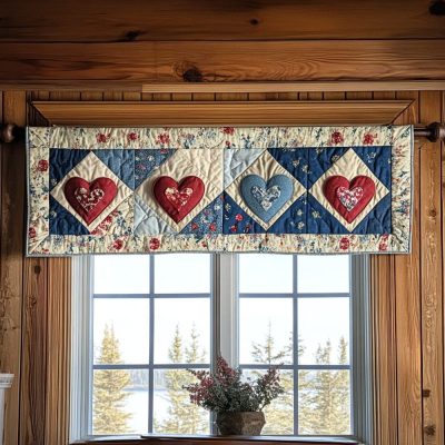 Rustic Hearts Quilted Valance