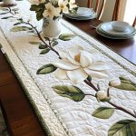 Rustic Magnolia Bloom Quilted Table Runner