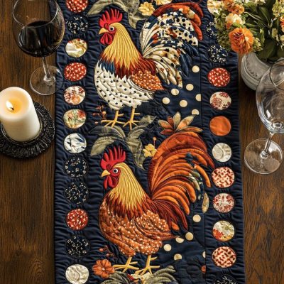 Rustic Rooster Quilted Table Runner