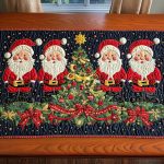 Santa Merry Tree Trail Quilted Table Runner