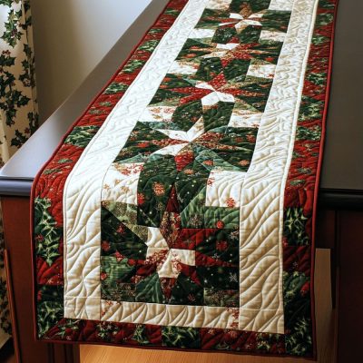 Santas Festive Sleigh Quilted Table Runner