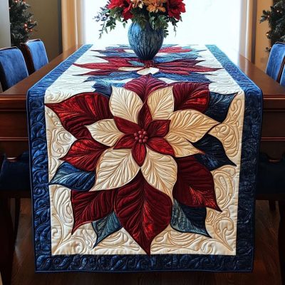 Scarlet Bloom Quilted Table Runner