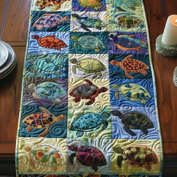 Sea Turtle Realm Quilted Table Runner