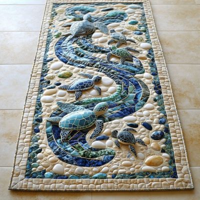 Seaside Turtle Quilted Table Runner
