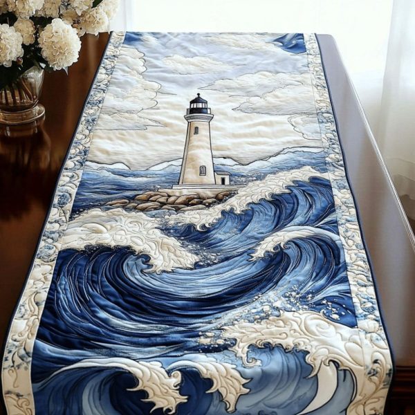 Serene Lighthouse Quilted Table Runner