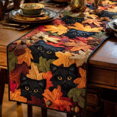 Shadow Paws Whisper Quilted Table Runner