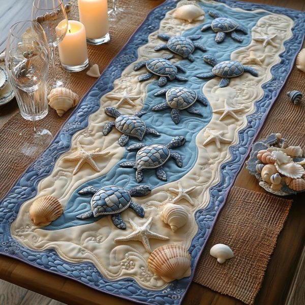 Shell And Waves Quilted Table Runner