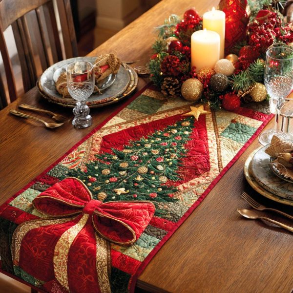Silent Evergreen Quilted Table Runner