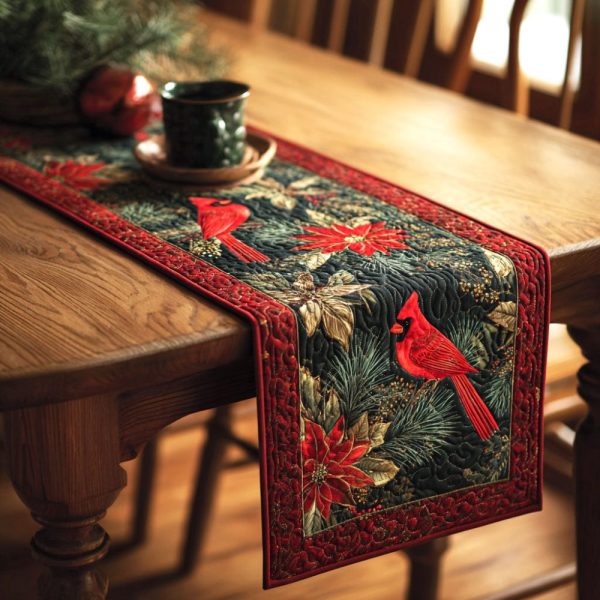 Silent Evergreen Quilted Table Runner