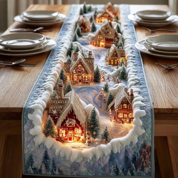 Silver Snow Haven Quilted Table Runner