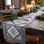 Silver Winter Elegance Quilted Table Runner
