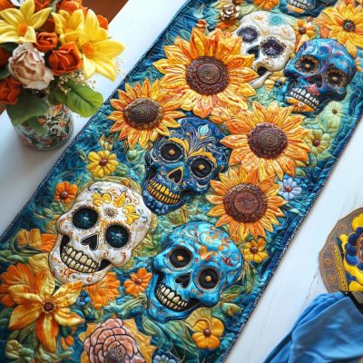 Skull Affair Quilted Table Runner