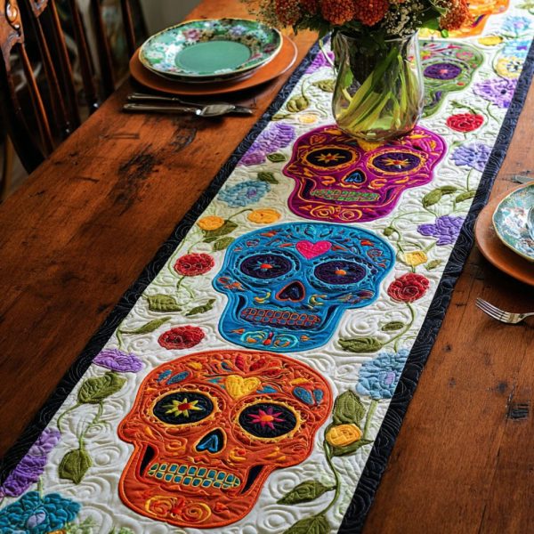 Skull Charm Quilted Table Runner