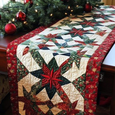 Snowflake Wishes Quilted Table Runner