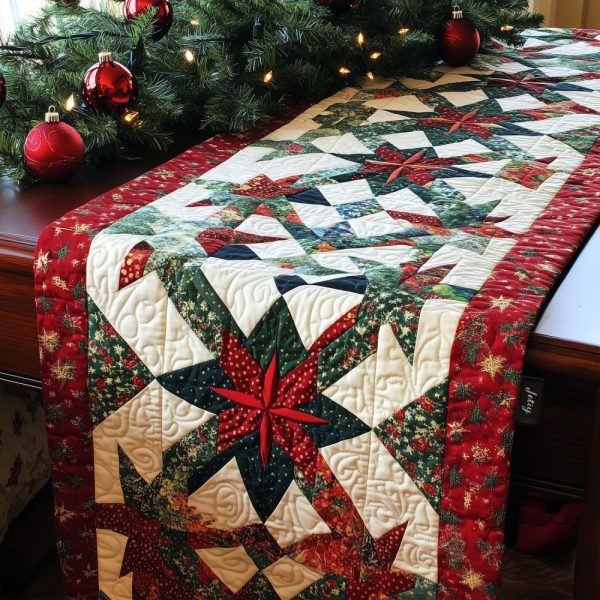 Snowflake Wishes Quilted Table Runner