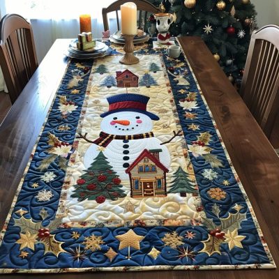 Snowman Celebration Quilted Table Runner
