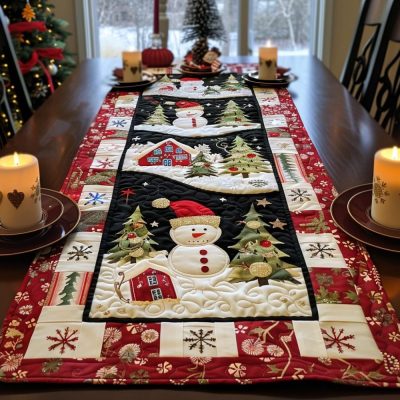 Snowman Frosty’S Wonderland Quilted Table Runner