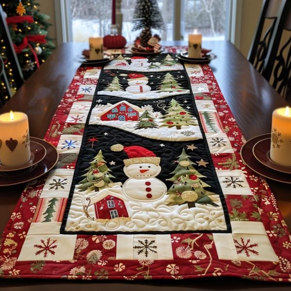 Snowman Frosty’S Wonderland Quilted Table Runner
