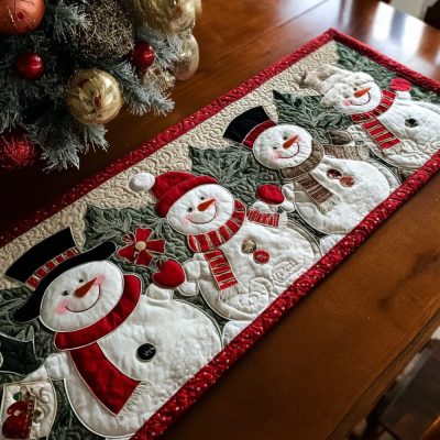 Snowman Charm Quilted Table Runner