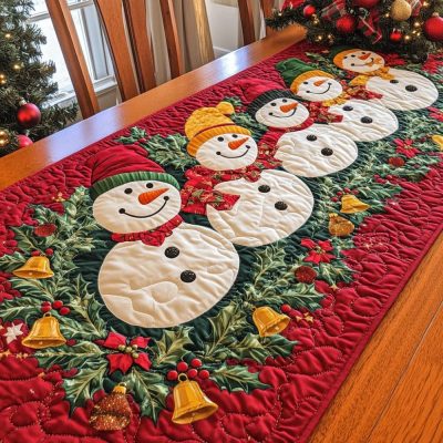 Snowman Jolly Joy Quilted Table Runner