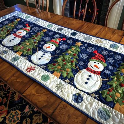 Snowman’S Forest Quilted Table Runner