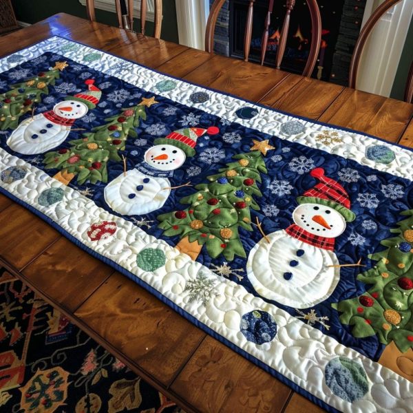 Snowman’S Forest Quilted Table Runner