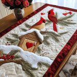 Snowy Cardinals Quilted Table Runner