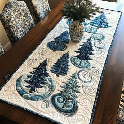 Snowy Pine Delight Quilted Table Runner
