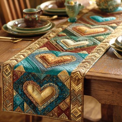 Southwest Hearts Quilted Table Runner