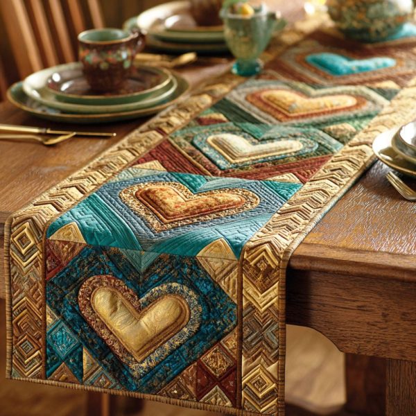 Southwest Hearts Quilted Table Runner