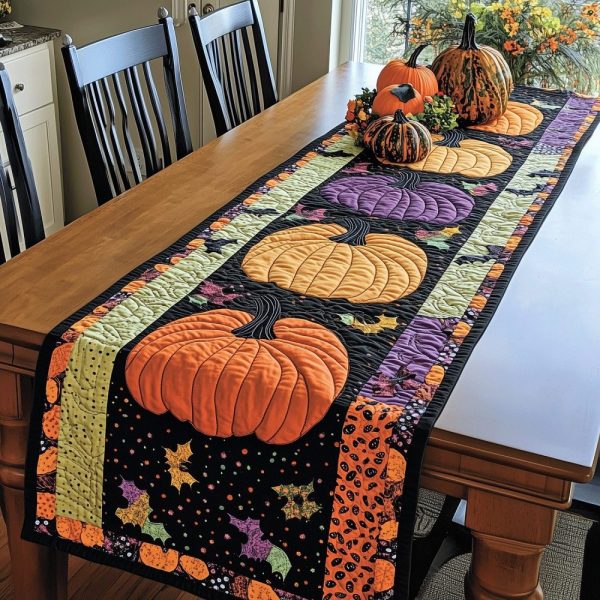 Spooky Pumpkin Quilted Table Runner