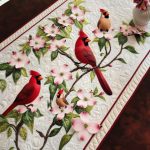Spring Cardinals Quilted Table Runner