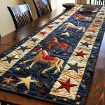 Star Pattern Horse Quilted Table Runner