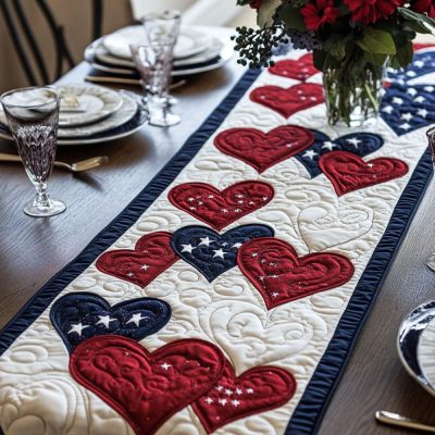 Star Spangled Bloom Quilted Table Runner